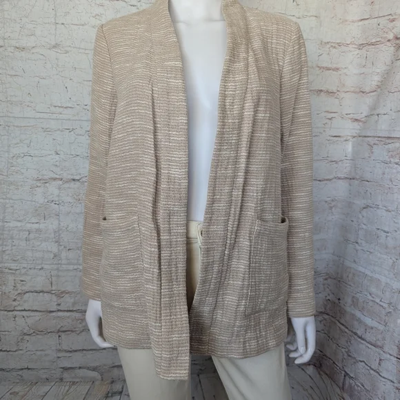 Eileen Fisher Rhythmic Cotton Slub Kimono Jacket in a natural beige color - Picture 4 of 13
